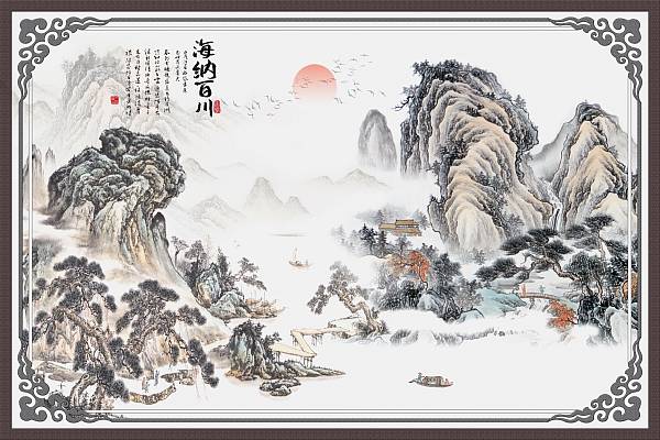 福来特背景墙_国画山水系列