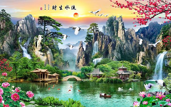 福来特背景墙_现代山水系列