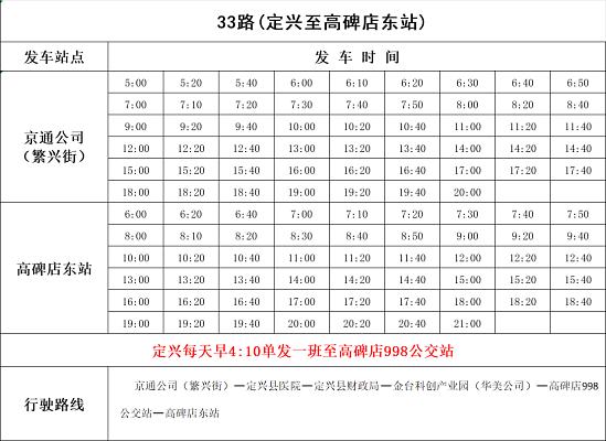 京通客运_33路（定兴至高碑店东站）