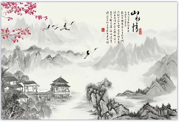 专业纱画丝画壁画_水墨画