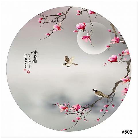 圆型纱画选图_书法画