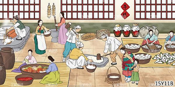 大型壁画图库-15  饮食-韩国饮食-3-韩国料理系列-3-手绘韩国料理_天炜壁画图库
