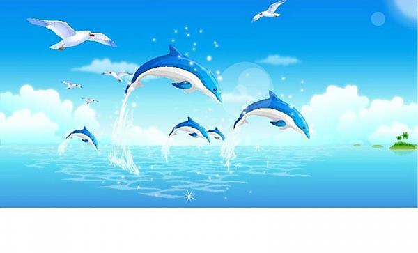 天炜壁画图库_6-海豚、鲸鱼