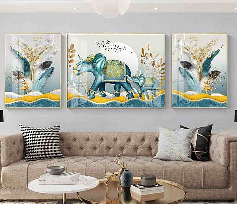沙发2+1装饰画-抽象鱼人物动植物-九期_智家装饰画2